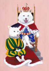 物語とモチーフのウッドパネルアクリル画