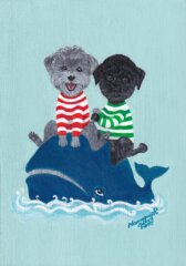 物語とモチーフのウッドパネルアクリル画